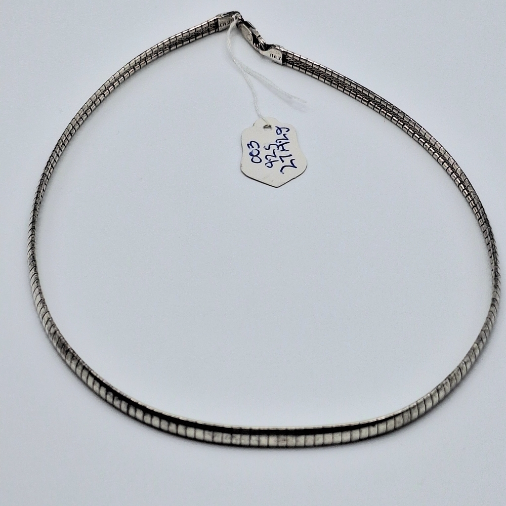 Vtg Sterling Silver 925 Italy Omega Panel Choker Collar Necklace 27.4g 16" 6mm - Picture 7 of 12